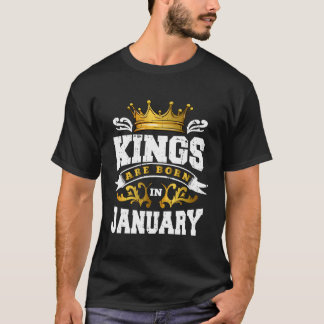 T-shirt 14 Rois Sont Nés En Janvier Couronne