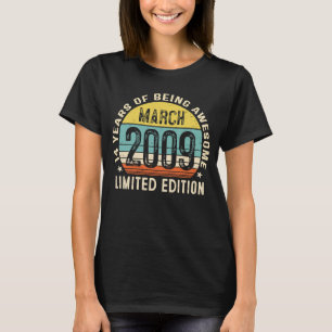 T-shirt 14e anniversaire garçon Vintage mars 2009 14 ans