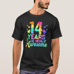 T-shirt 14e anniversaire Idée Tie Dye 14 Année d'être Awes