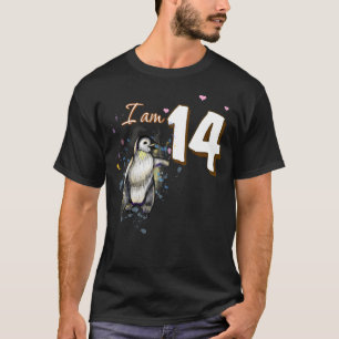 T-shirt 14e anniversaire mignon pingouin ventilateur