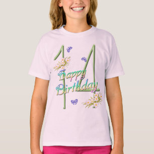 T-shirt 14e Chemise anniversaire avec arc-en-ciel et papil