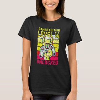 T-shirt 14th Birthday Video Gamer Edition Level 14 Unlocke