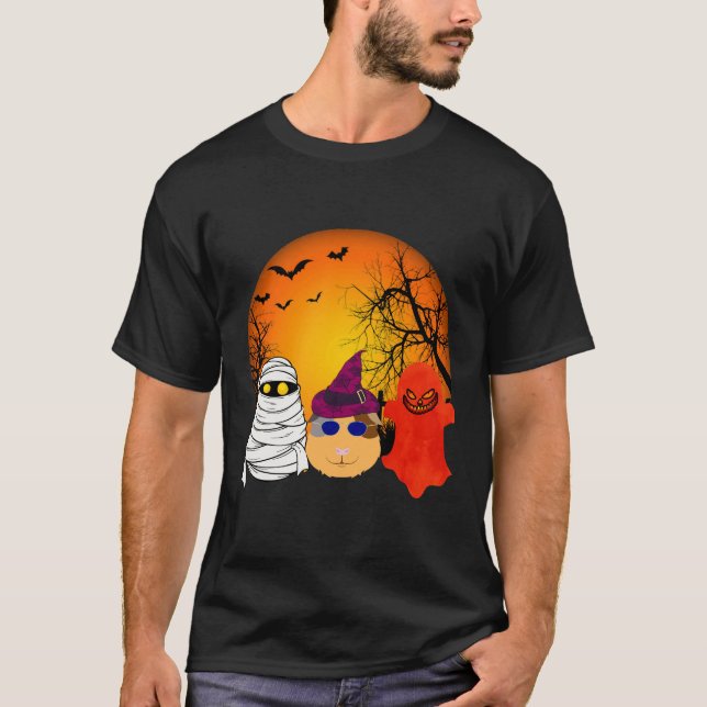 T-shirt 153 Citrouille d'Halloween de cochon de Guinée (Devant)