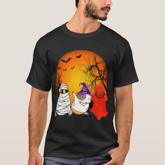 T-shirt 157 Citrouille d'Halloween de cochon de Guinée (Devant)