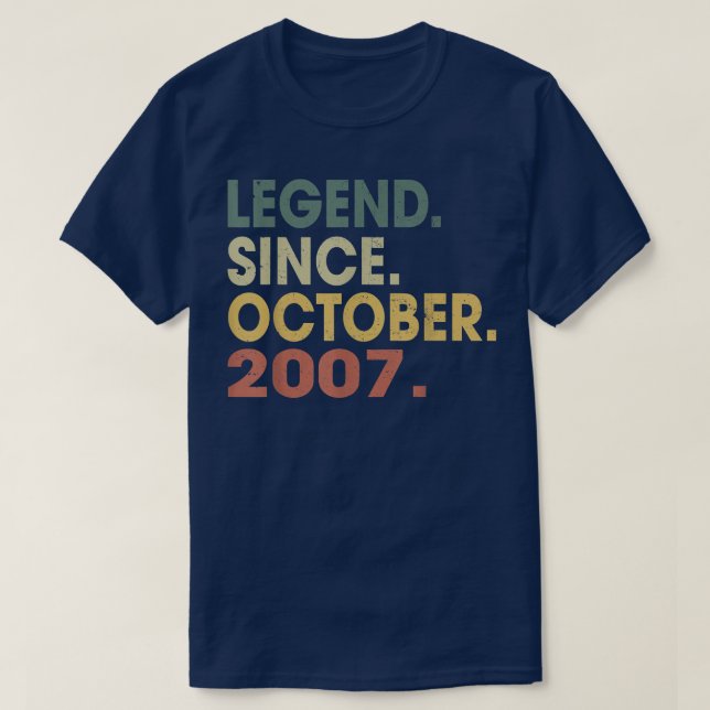T-shirt 15 Ans Cadeaux Légende Depuis Octobre 2007 15e (Design devant)
