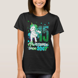 T-shirt 15 Years Old   Unicorn Flossing 15th Birthday Unic