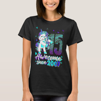 T-shirt 15 Years Old  Unicorn Flossing 15th Birthday Unico