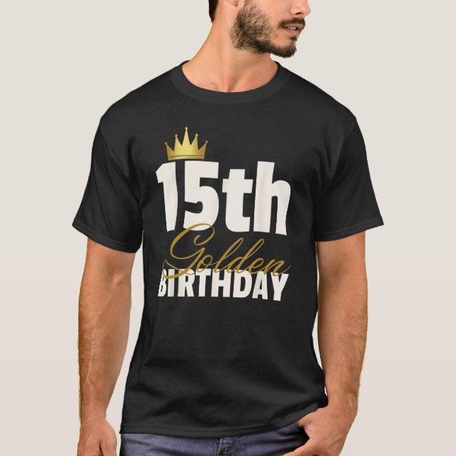 T-shirt 15e anniversaire d'or Année Couronne (Devant)