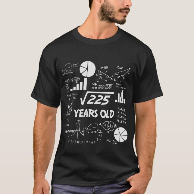 T-shirt 15ème Anniversaire Carré Racine De 225 Maths 15 An (Devant)