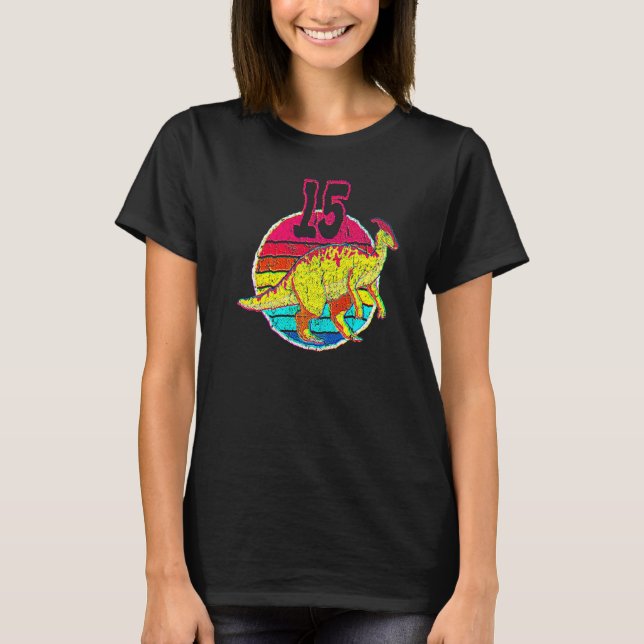 T-shirt 15th Birthday I Parasaurolophus I Family Matching (Devant)