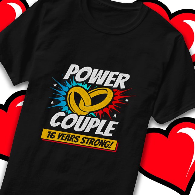T-shirt 16 ans Comic Super Power Couple 16e anniversaire (Créateur téléchargé)