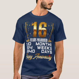 T-shirt 16 ans mariés Funny 16e anniversaire de Mariage