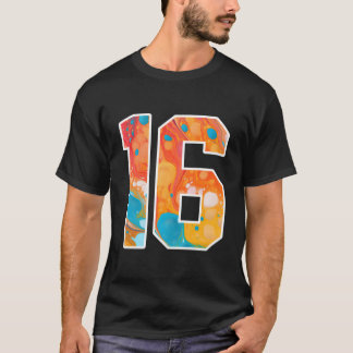 T-shirt 16 Colorful Sports Team Numbers Front And Back