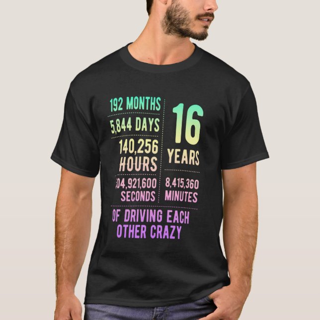 T-shirt 16 Years Married Funny 16th Wedding Anniversary (Devant)