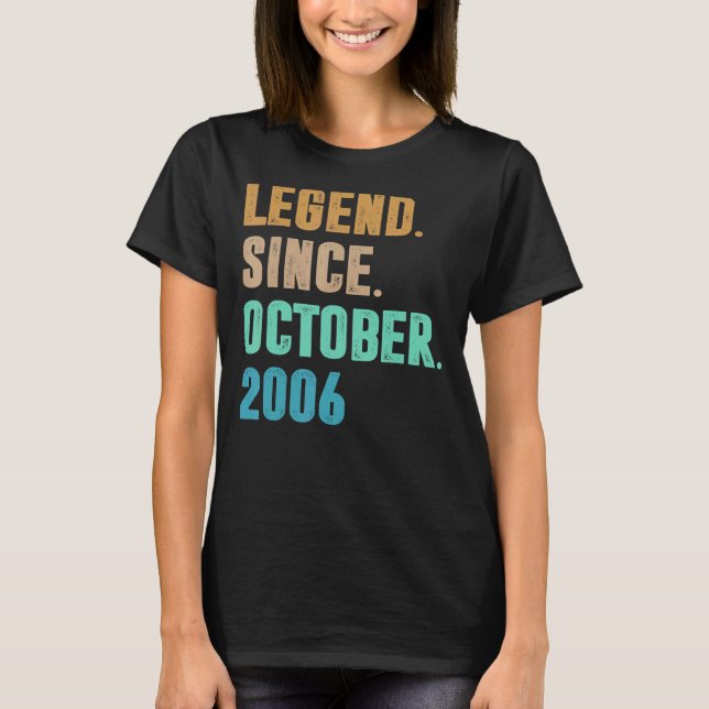 T-shirt 16 Years Old Legend Since October 2006 16th Birth (Devant)