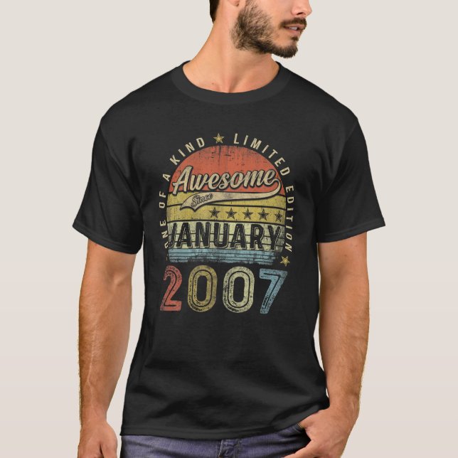 T-shirt 16E Anniversaire Cadeau Awesome Depuis Janvier 200 (Devant)