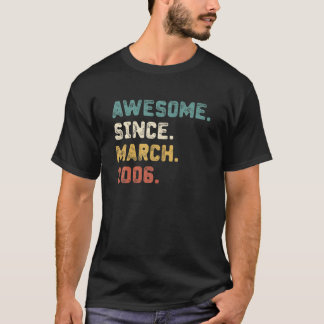 T-shirt 16E Anniversaire Cadeaux 16 Ans Awesome Depuis Mar