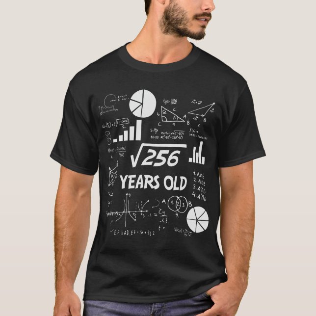 T-shirt 16e anniversaire Carré racine de 256 mathématiques (Devant)