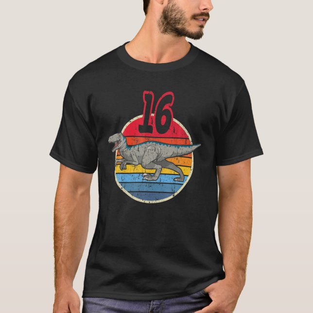 T-shirt 16E Anniversaire I Velociraptor Mongoliensis I Fam (Devant)
