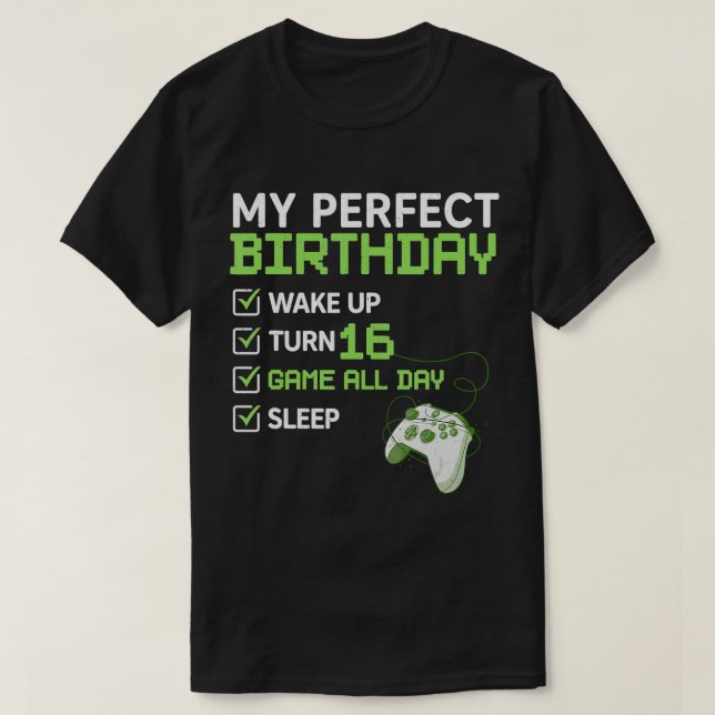 T-shirt 16e Anniversaire Parfait Garçons Jouant 16 Ans Gif (Design devant)