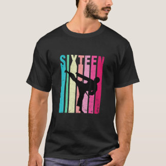 T-shirt 16E Anniversaire Rétro Karate Taekwondo 16 Ans