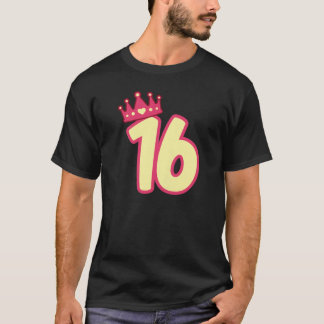 T-shirt 16e Birthday Queen Girls Joyeux Anniversaire