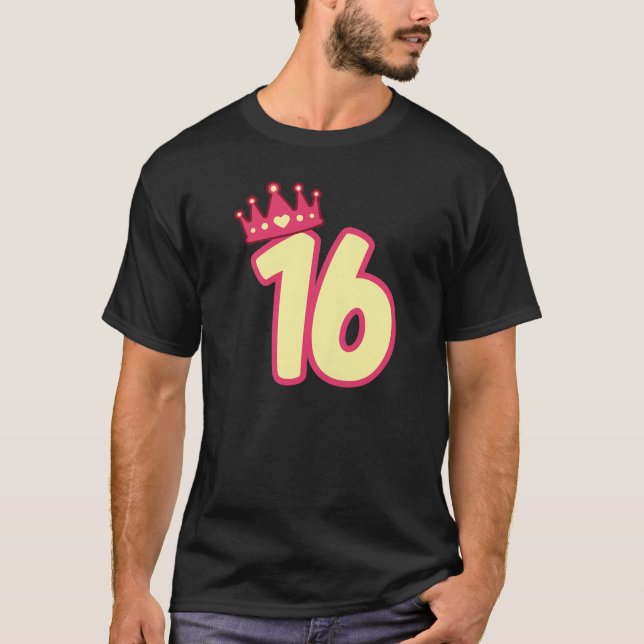 T-shirt 16e Birthday Queen Girls Joyeux Anniversaire (Devant)