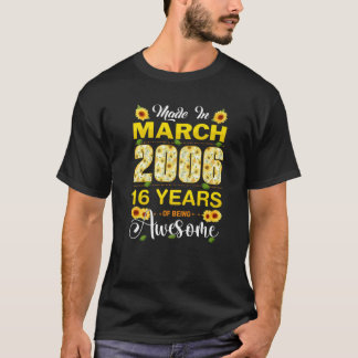 T-shirt 16Th Birthday Flowers Gift For Women Born In March