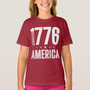 T-shirt 1776 Amérique historique liberté typographie blanc