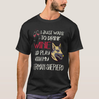 T-shirt 17 Je veux juste boire du vin et jouer avec mon al
