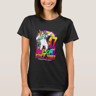 T-shirt 17 Years Old 17 In Quarantine Unicorn Dabbing 17th