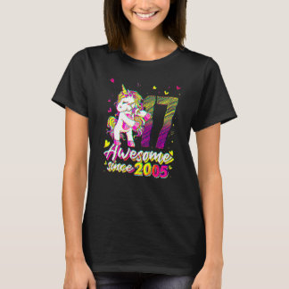 T-shirt 17 Years Old Unicorn Flossing 17th Birthday Unicor