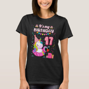T-shirt 17e anniversaire fille Unicorn Canard piscine 17 Y