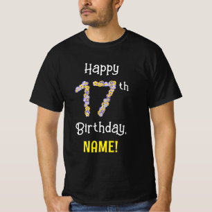 T-shirt 17ème anniversaire : Fleurs florales Numéro "17" +
