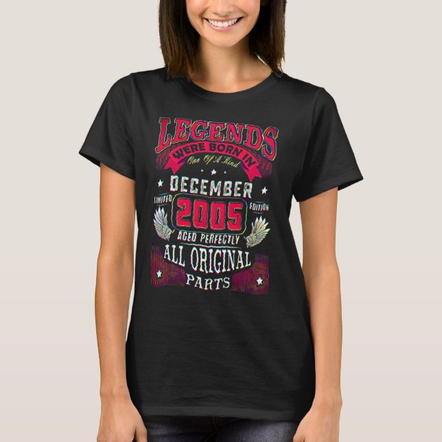T-shirt 17th Birthday  Legends Born In December 2005 17 Yr (Devant)