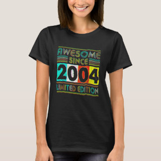 T-shirt 18 Year Old  Awesome Since 2004 18th Birthday Retr