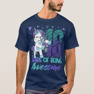 T-shirt 18e jour de Birthday 18 Year Old Girl Flossing Uni
