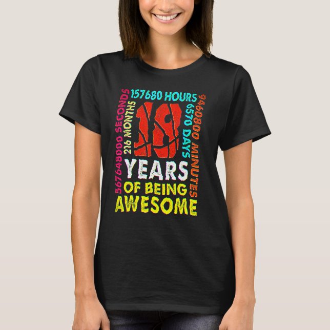 T-shirt 18th Birthday 18 Years Old 216 Months Basketball B (Devant)