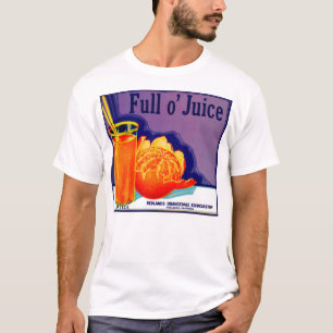 T-shirt 1930 Plein o’ étiquette de caisse orange de jus