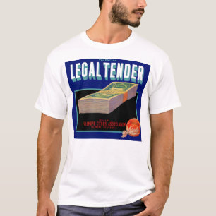 T-shirt 1930s Juridique Tender orange crate étiquette
