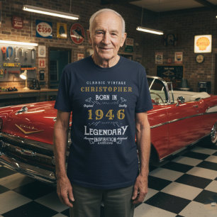 T-shirt 1946 Anniversaire Personnalisé Légendaire Bleu