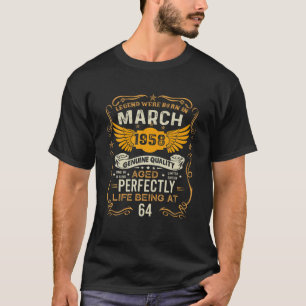 T-shirt 1958 64 Ans Cadeau Vintage Mars 1958 64E Bir