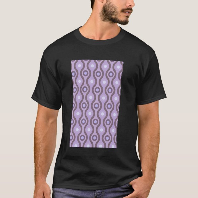 T-shirt 1960's RETRO WAVE ET CERCLE MOTIF LAVENDER ET (Devant)
