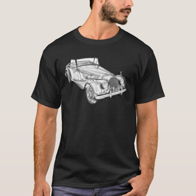 T-shirt 1964 Morgan Plus 4 Convertible Sport Car Illustra (Devant)