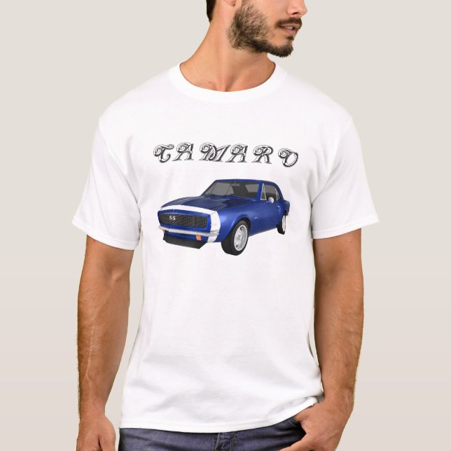 T-shirt 1967 Camaro SS : Finition bleue : modèle 3D : (Devant)