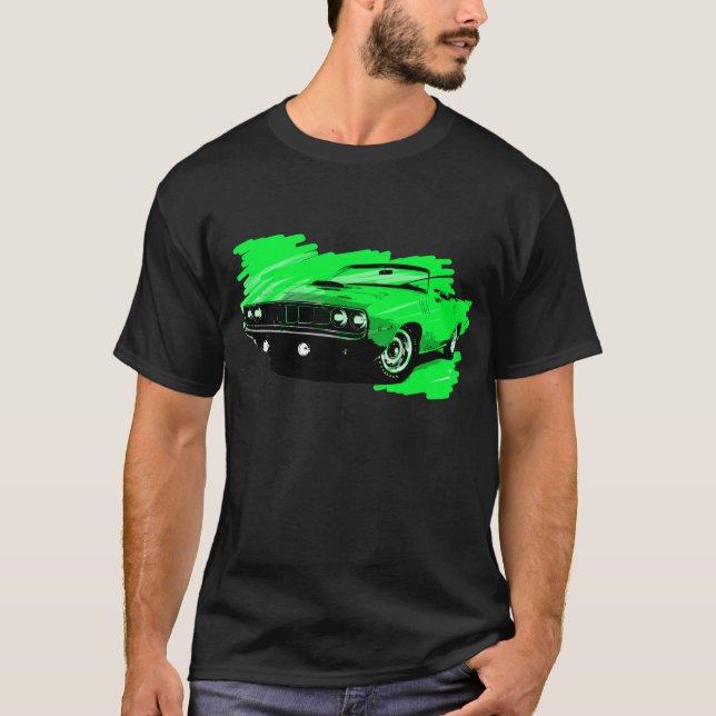 T-shirt 1970 de voiture de Plymouth Cuda (Devant)