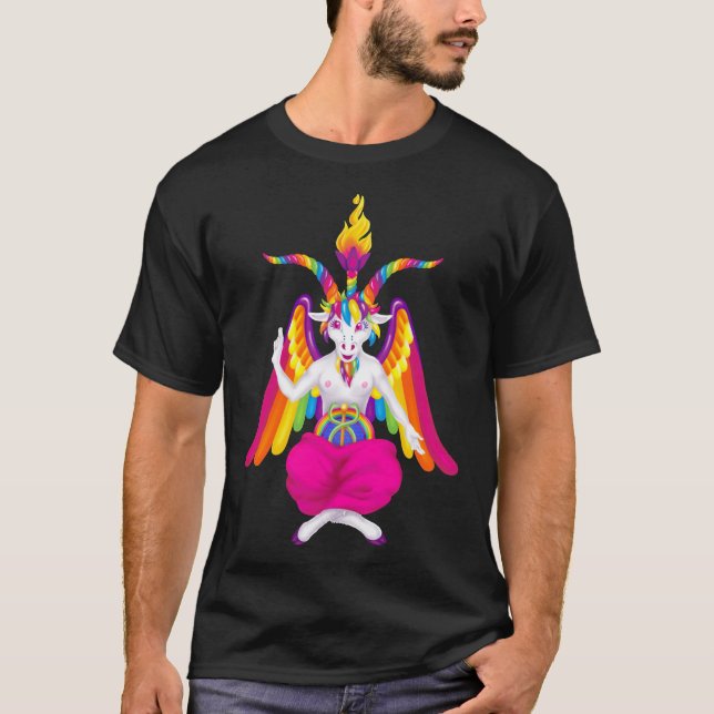 T-shirt 1997 Neon Rainbow Baphomet MAINTENANT AVEC GOATUNI (Devant)