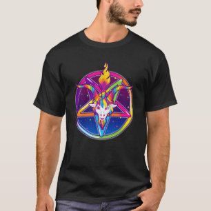 T-shirt 1997 Neon Rainbow Baphomet Pentagram classique