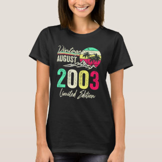 T-shirt 19 Yr Old Vintage August 2003 19th Birthday
