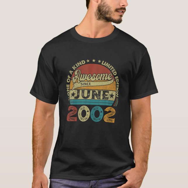 T-shirt 19E Anniversaire Juin 2002 Décorations Garçon Fill (Devant)